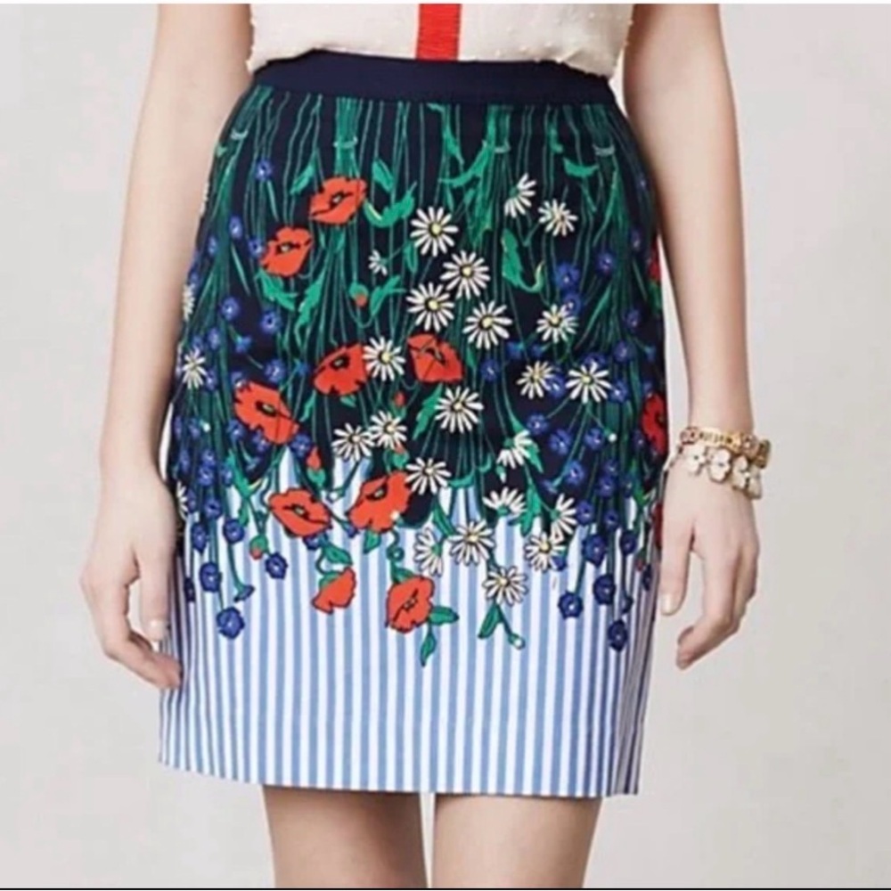 Anthropologie Postmark Vertical Garden Pencil Skirt - Size 2